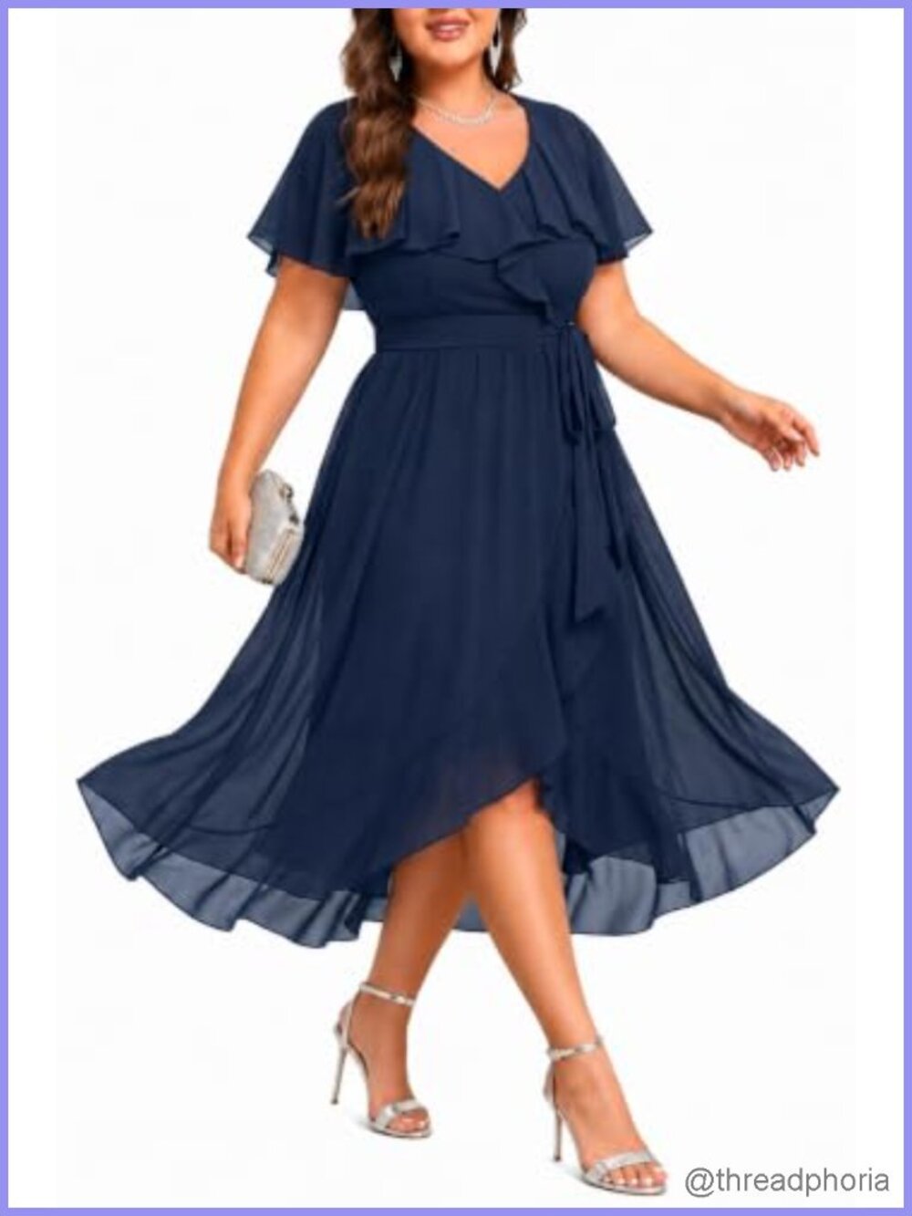 Plus Size Chiffon Semi Formal Cocktail Wedding Guest Hi-Low Dress